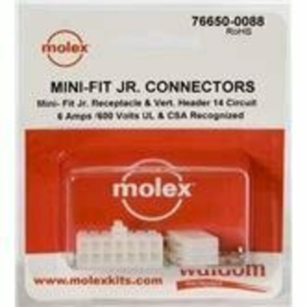 Molex Headers & Wire Housings Minifit Jr Conn Kit V Hdr Recept 14Ckt 766500088